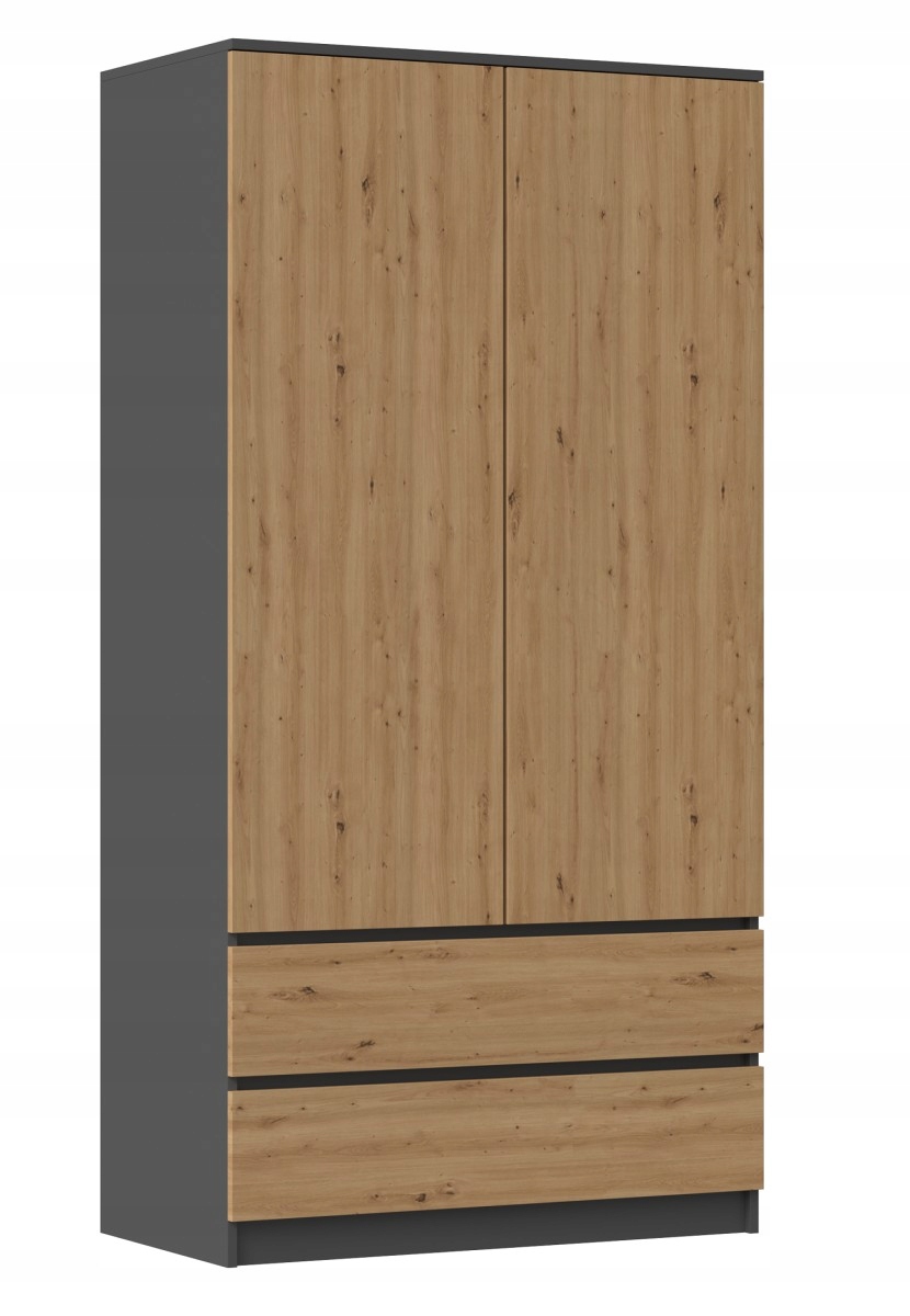 Šatníková skriňa Malwa I 90 cm antracit/dub artisan