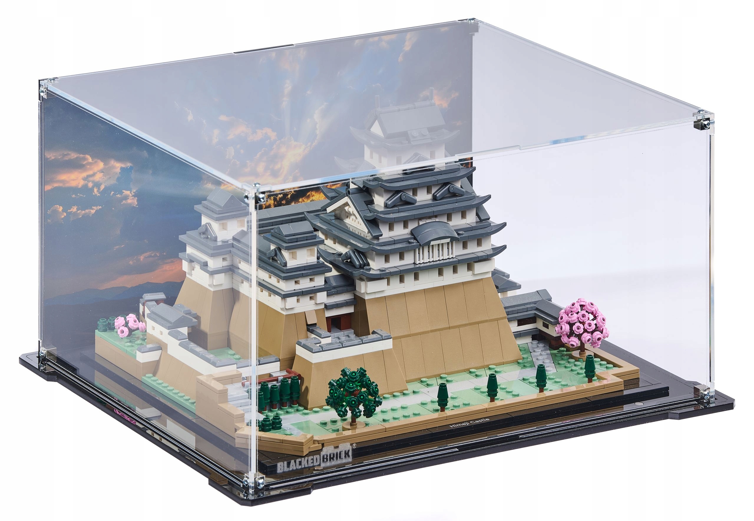 Vitrína s pozadím Blacked Brick pre Lego 21060 Architecture Zámok Himeji