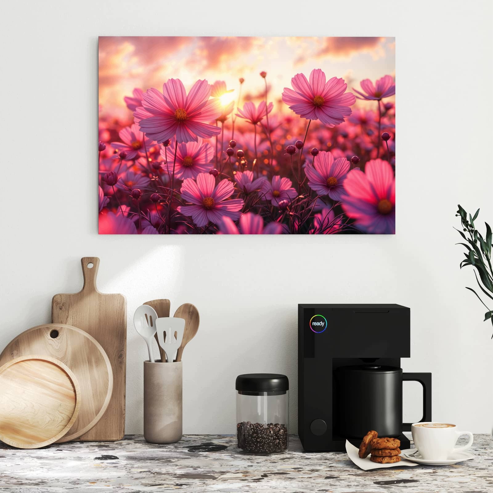 Magnetická tabule Pole květin Západ slunce 60 × 40 cm