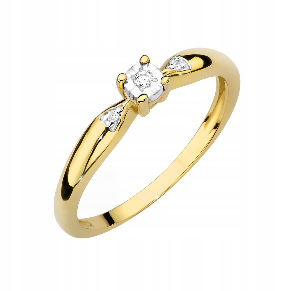 

Złoty pierścionek z brylantami Grawer Gratis 585