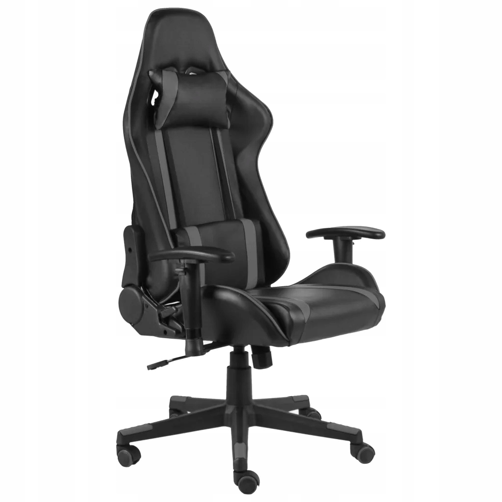 vidaXL Obrotowy fotel gamingowy, szary, Pvc