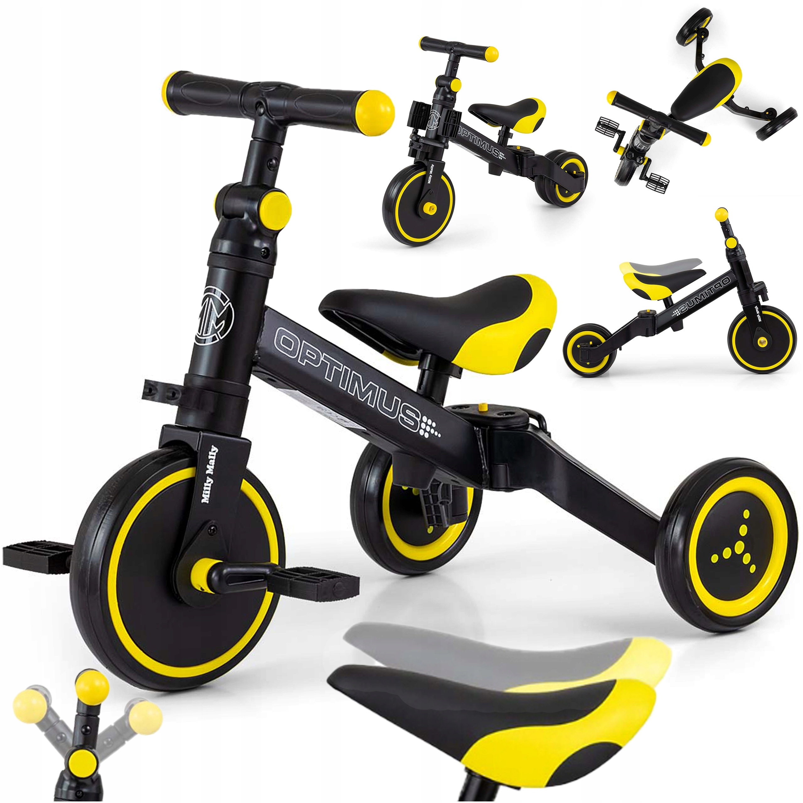 Nowoczesny Rowerek Biegowy Trójkołowy Jeździk 4w1 Dla Dzieci Pedały 0-25KG