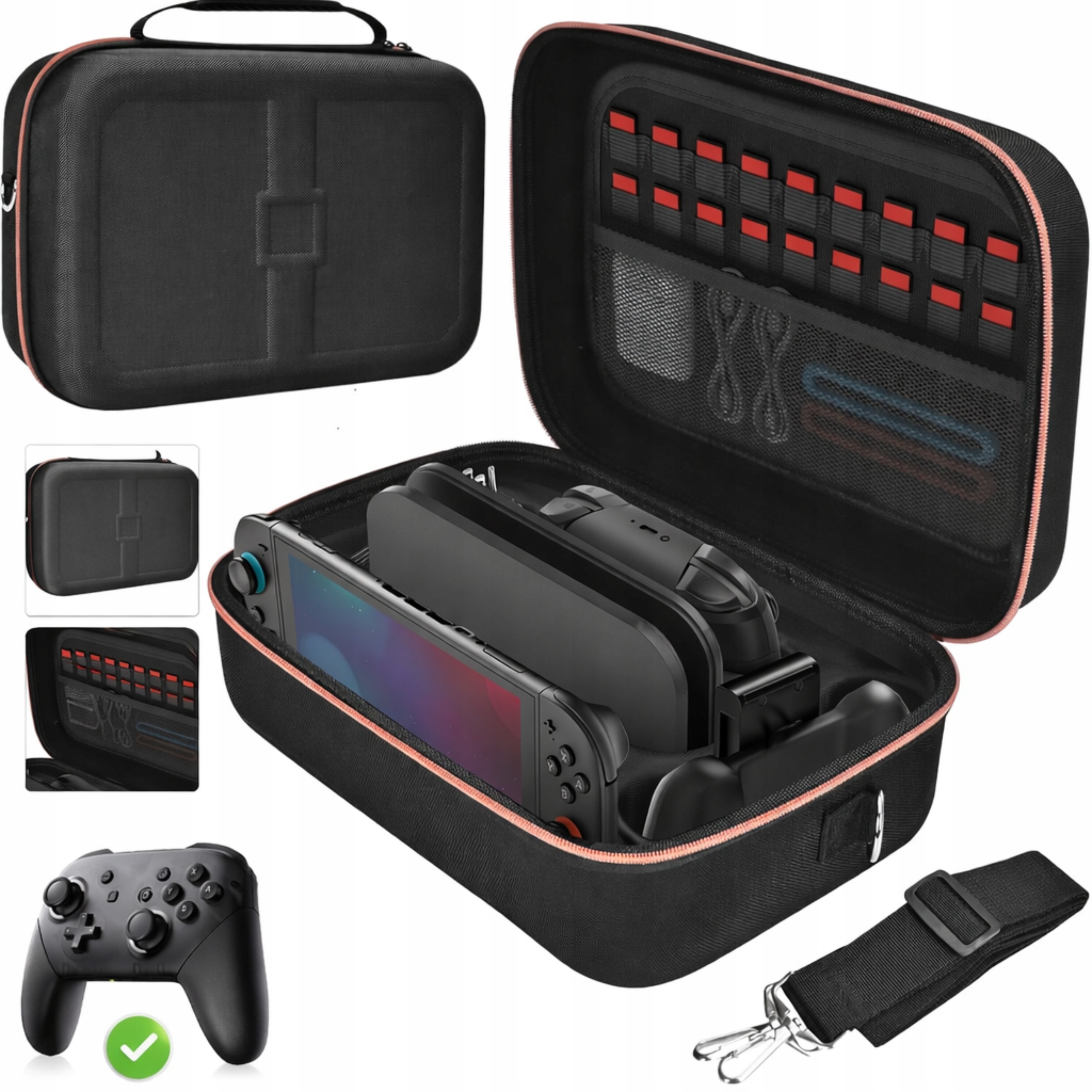 Etui Podróżne Nintendo Switch 2 1 Oled Twarda Walizka 18 Gier Konsola