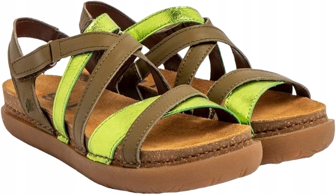 Art Dámské Khaki Kožené Sandály S Logem 40 J_a