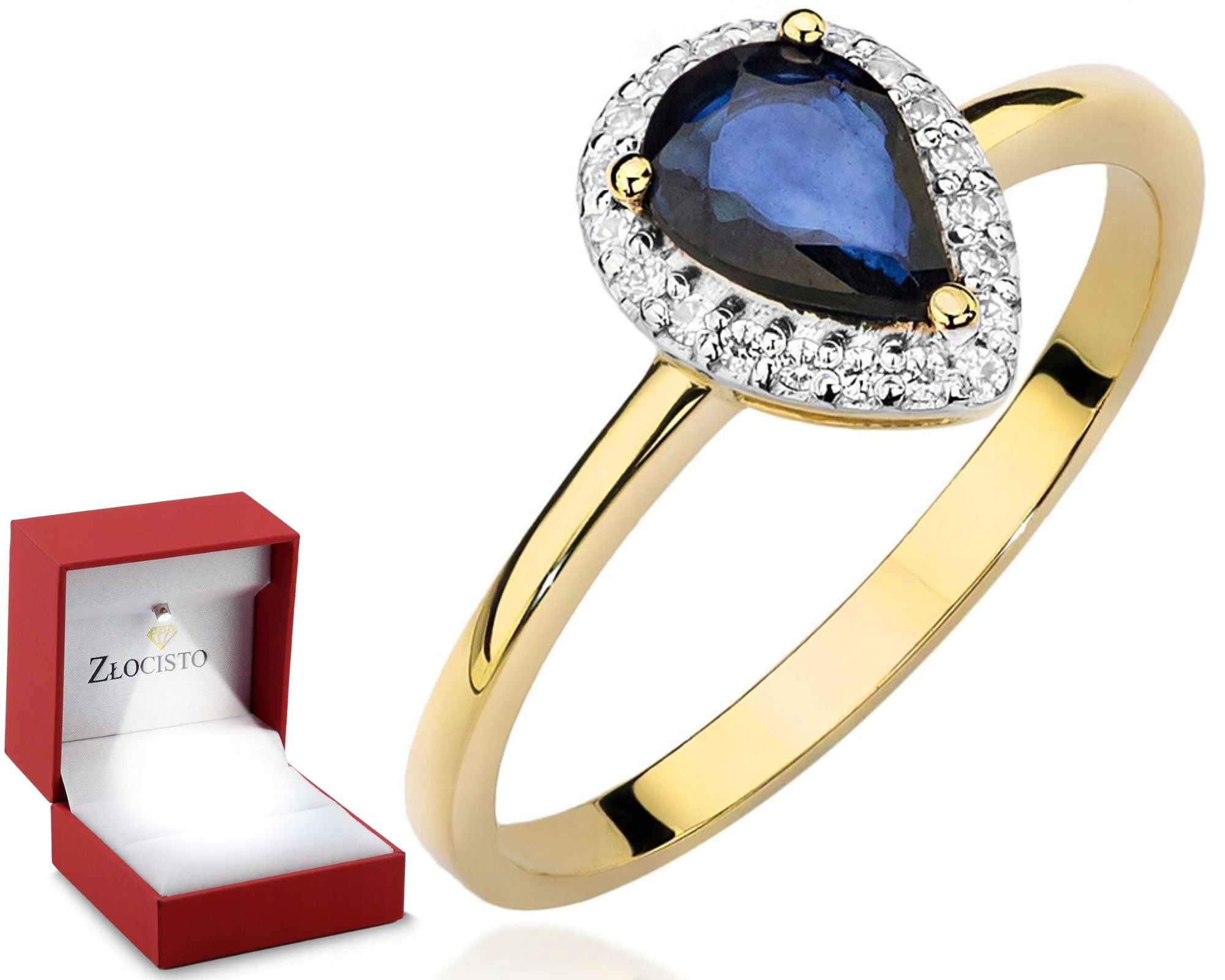 Zlatý Prstýnek se safírem Gravírování Bonus 585