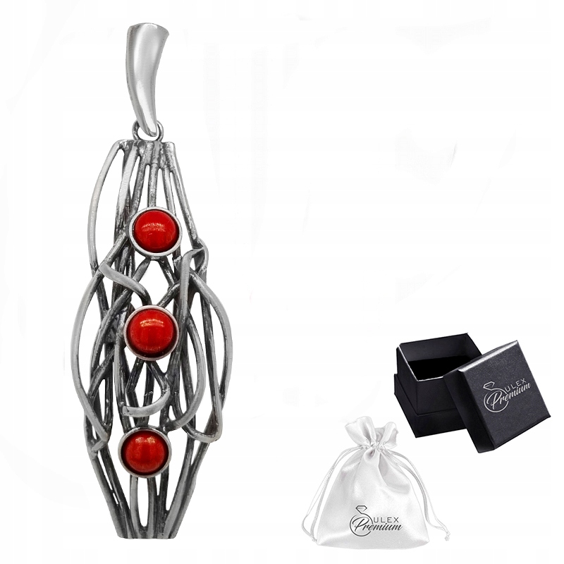 Stříbrný přívěsek ryzost 925 Elegantní oxidovaný Přívěsek s korálem