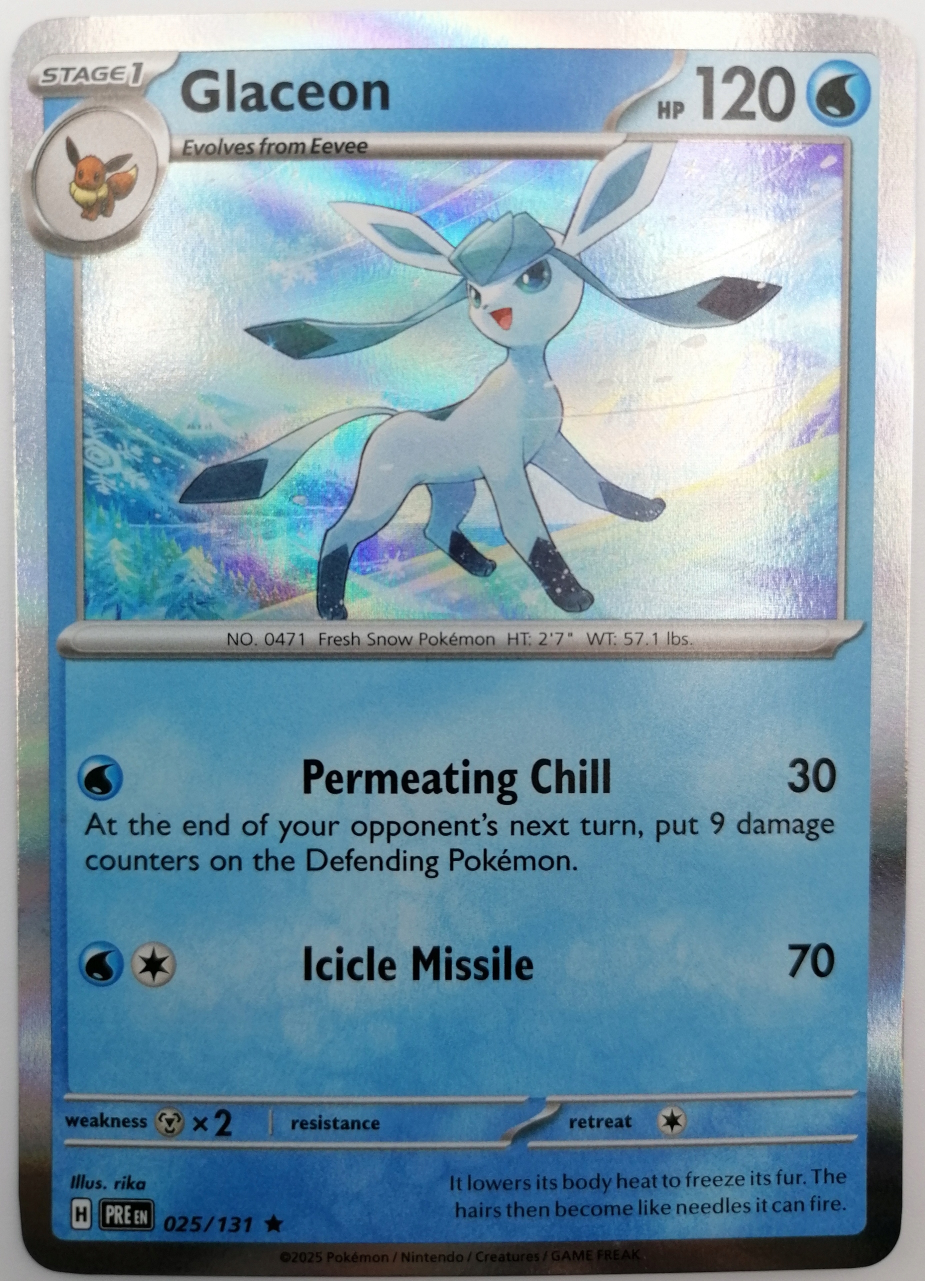 Pre Glaceon 25/131 Water Oryginalna Karta Pokemon