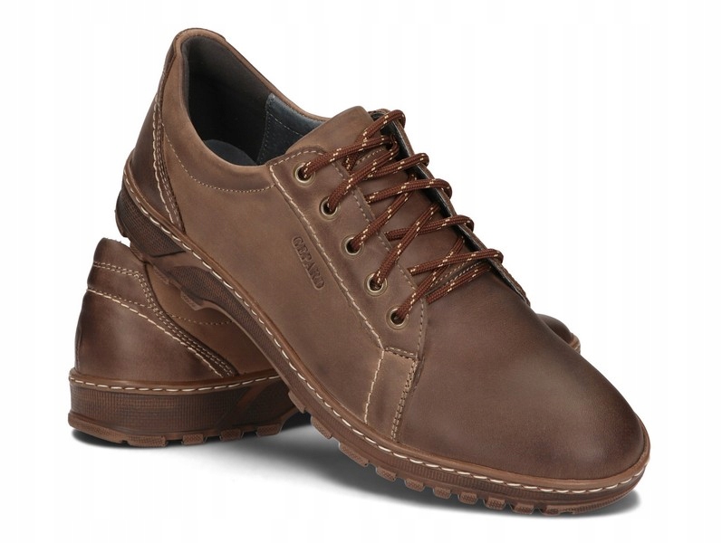 

Buty Męskie Trekkingowe Skóra Półbuty 089 Brąz 44