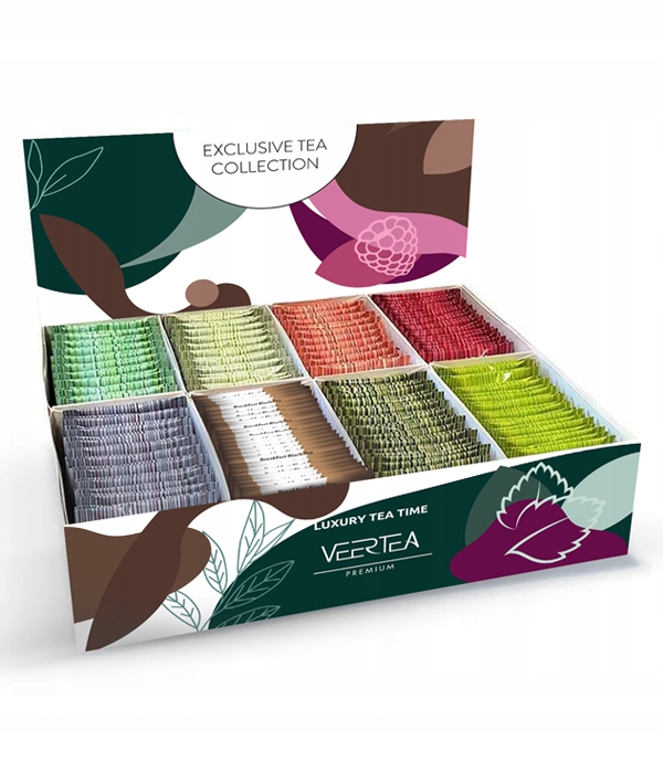 Levně Sada čajů Veertea Exclusive Tea Collection Tmavě Zelená 200 ks 8 Příchutí
