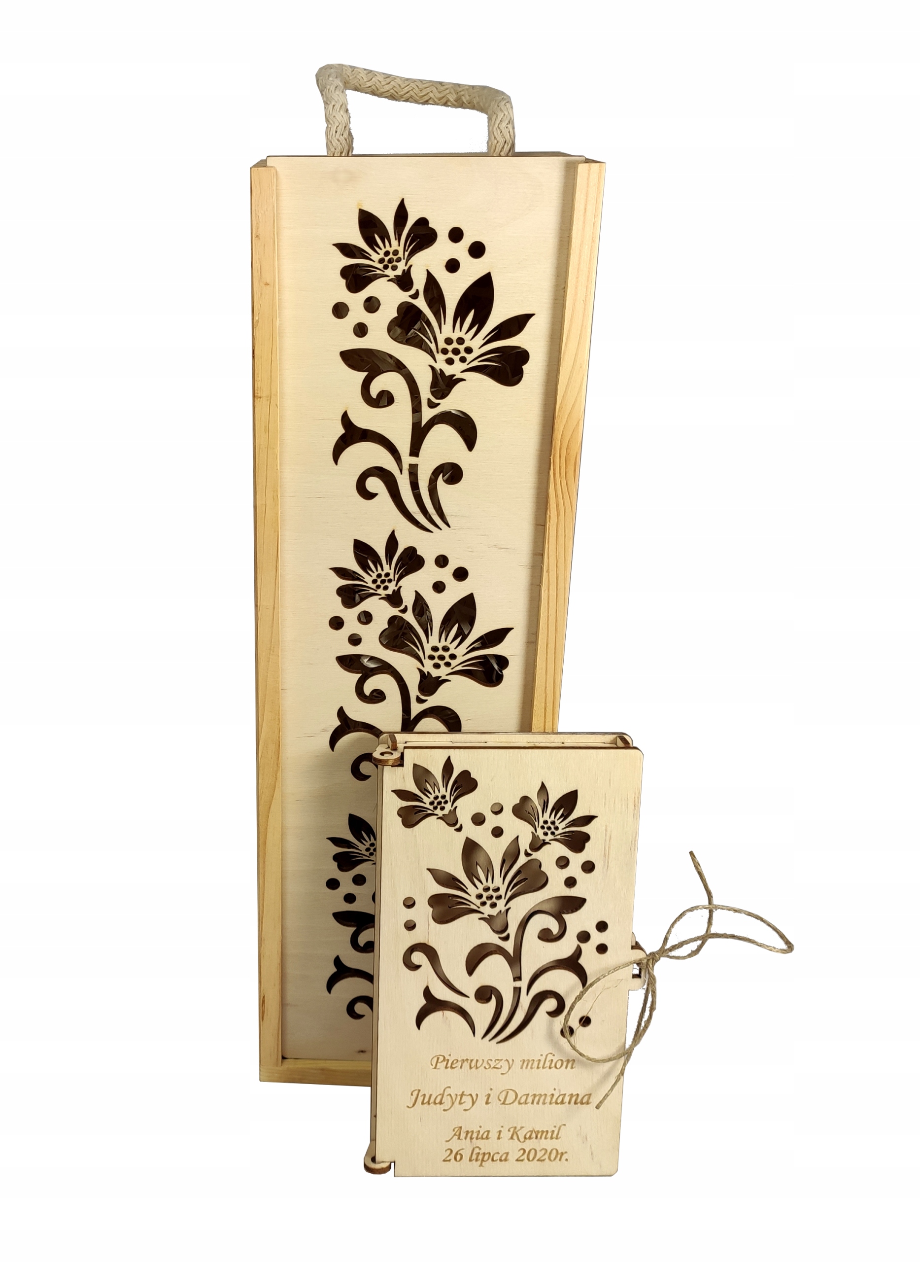 

Zestaw Prezentowy Ślub Wesele Wino Koperta Grawer