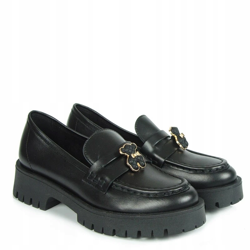 CHEBELLO 4291 MOKASYNY SKÓRZANE LICO CZARNE Z OZDOBĄ 38 Stan opakowania oryginalne