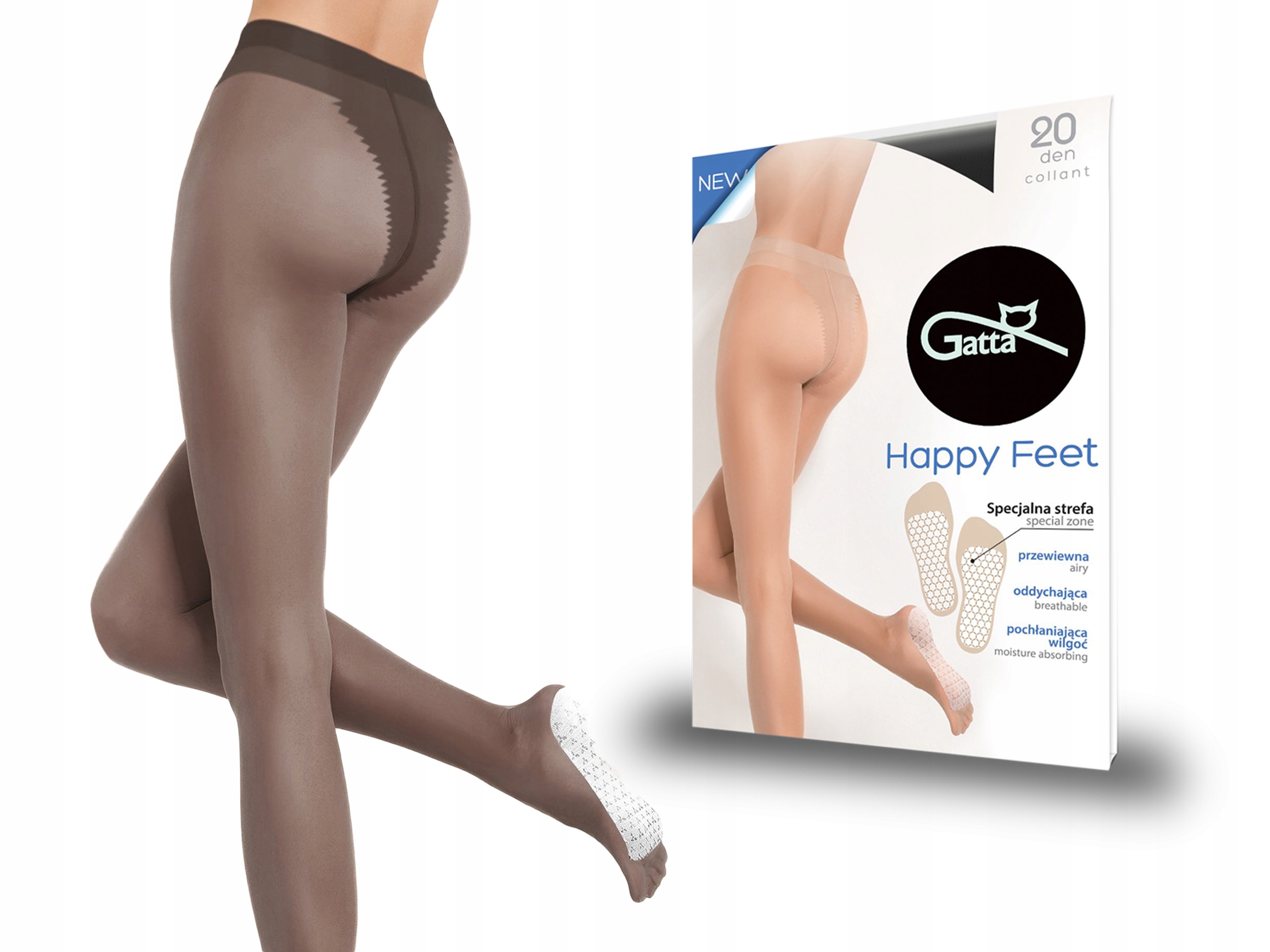 

Rajstopy cienkie Happy Feet Gatta 20 den nero Xs/s