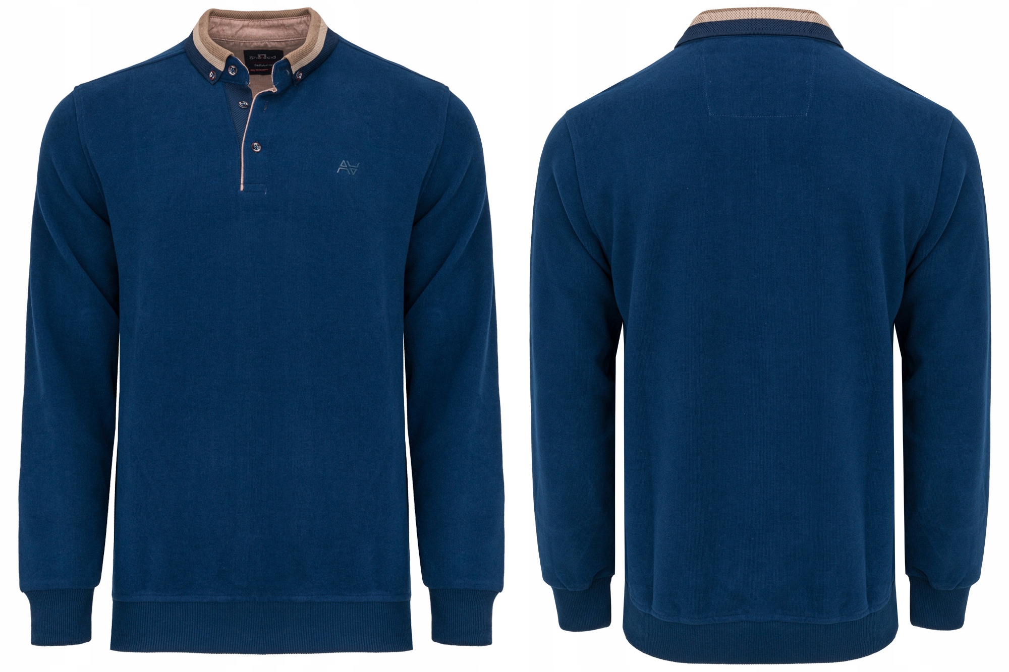 Pánská Polo Mikina Modrý Mikina 100% Bavlna Ležérní XXL