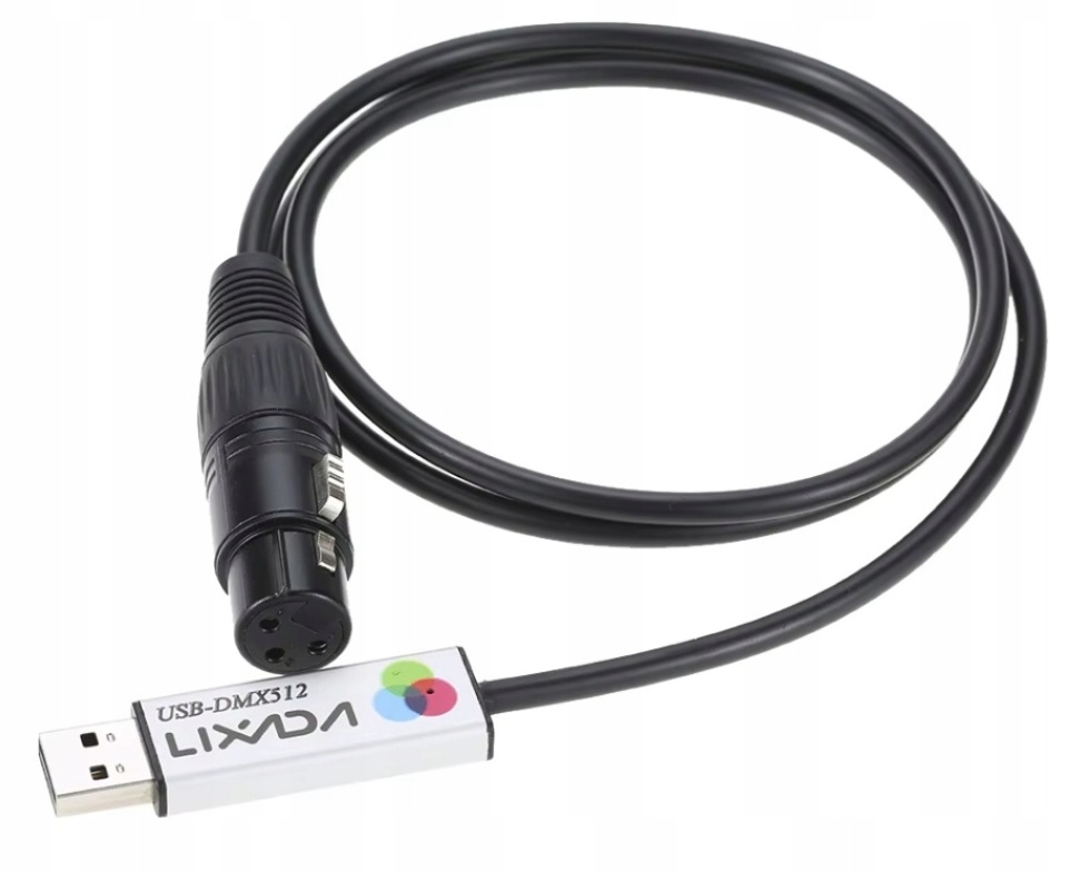 Adapter konwerter interfejsu USB na DMX512 + sterowniki + program USB DMX