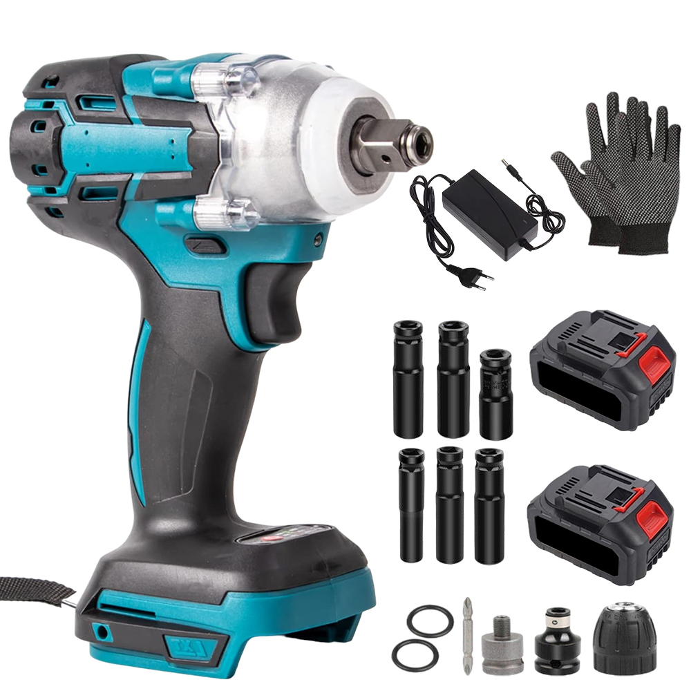 Akumulátorový Bezkartáčový Rázový Klíč Na Kola 21V 650NM 2XAKU Nástavce