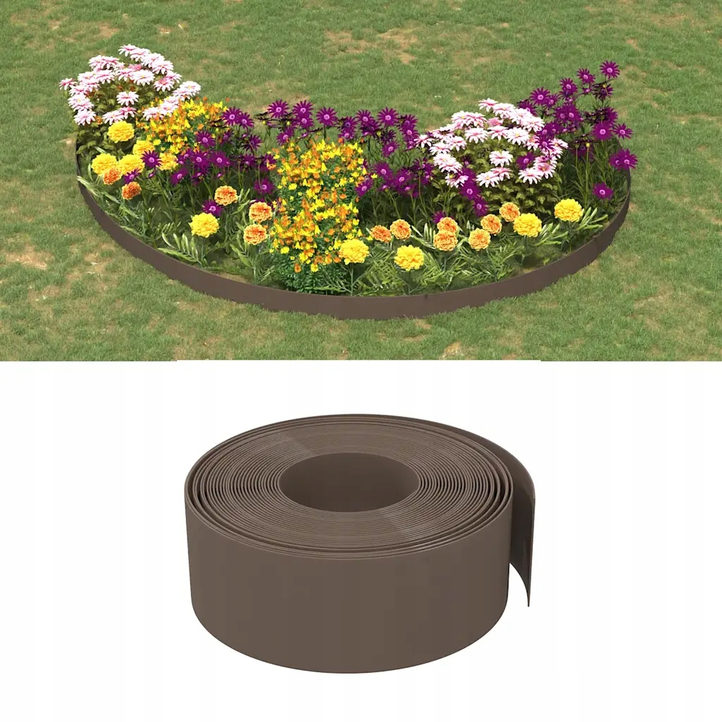 Travní lemy 3 ks hnědé 10 m 20 cm polyethylen Hnědá 3155461