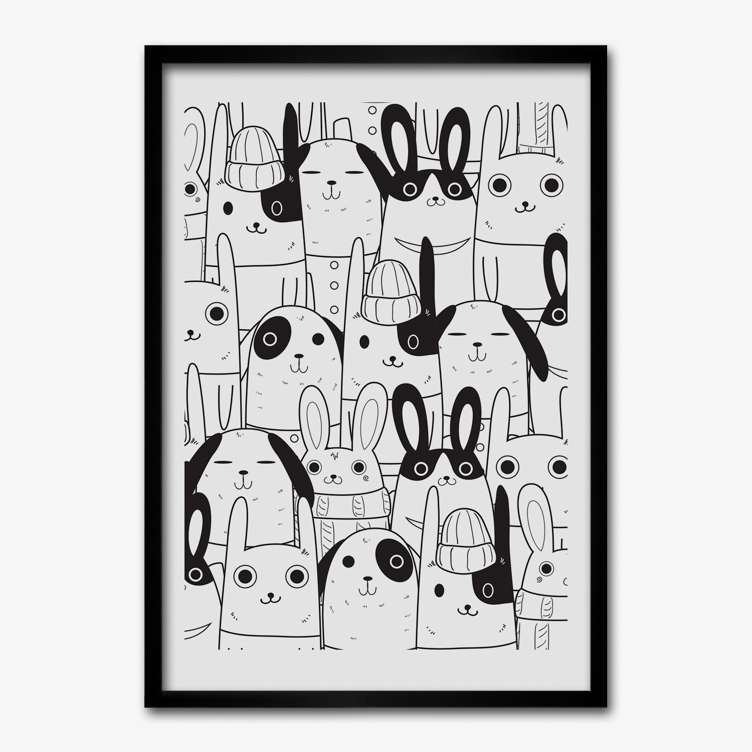 Obraz v rámu na zeď Kočky tapeta vzor 50x70 cm
