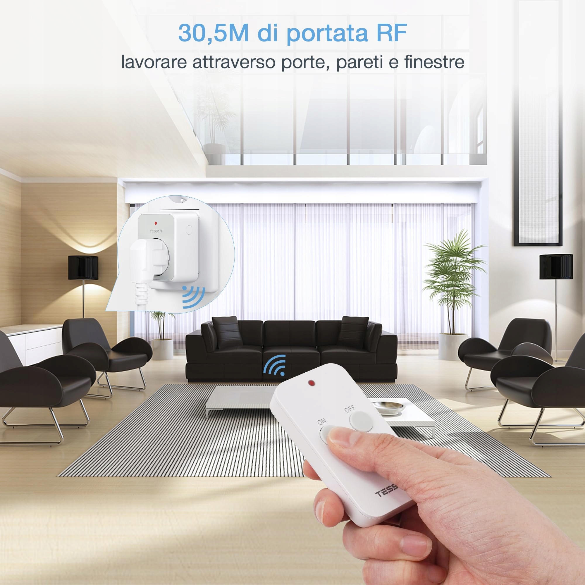 TESSAN Gniazdko Zdalne Sterowanie 30M 3600W Magnetyczne Programowalne — miniatura 3