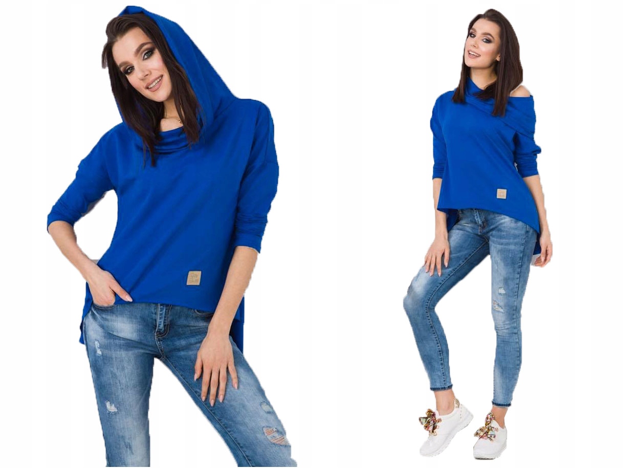 

Asymetryczna Tunika Bluza Sukienka Komin Kaptur L