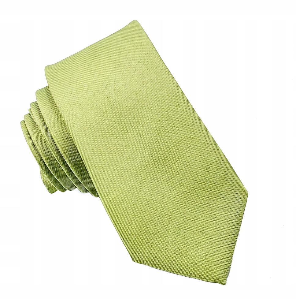 ZIELONY OLIWKOWY KRAWAT MĘSKI JEDNOLITY GŁADKI Wzór dominujący bez wzoru