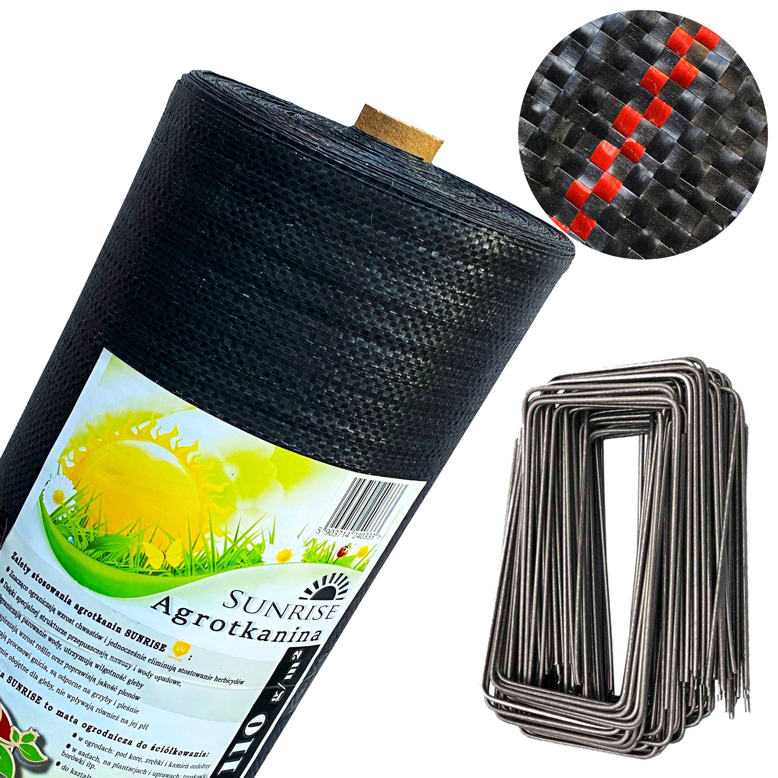 Agrotextilie černá 1,1x50m Uv 110g Sunrise Nejhrubší! agrotextilie kotvy