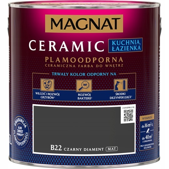 Magnat Ceramic Kuchnia Łazienka 2,5L B22 Czarny Diament -farba Ceramiczna
