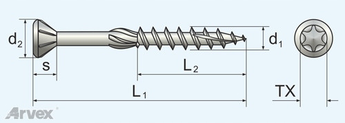 WKRĘTY TARASOWE WTR 5x50 NIERDZEWNE C2 TORX 200szt Kod producenta WTR 5.0/50 C2