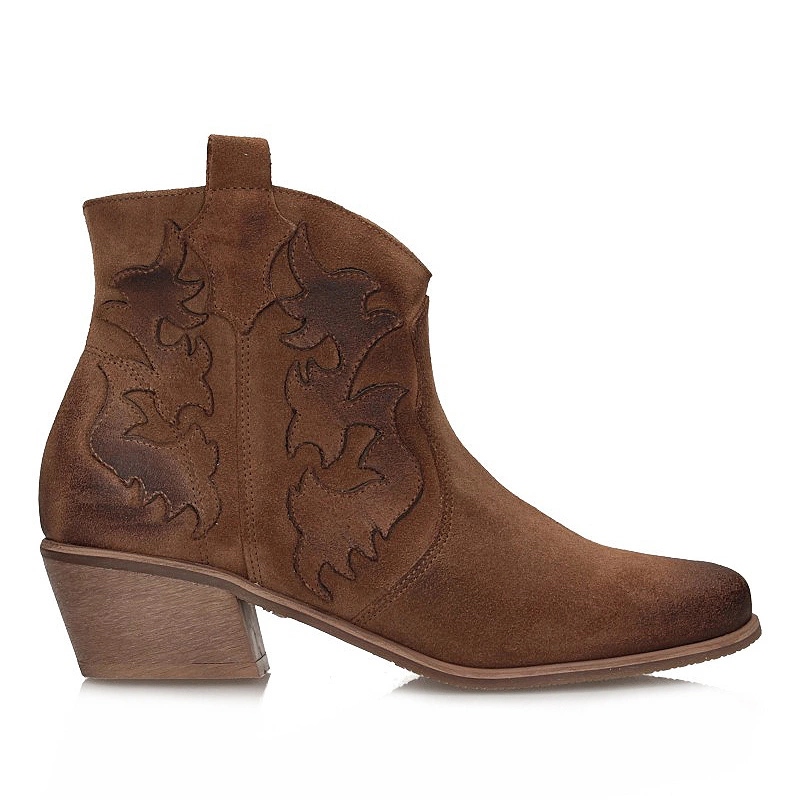 Semišové Kovbojské Boty Kotníkové Boty Exquisite 1482 koňakové