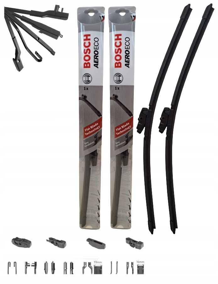 Komplet 2X Wycieraczki Płaskie Bosch Aero 650MM+530MM 65CM+53CM Multiclip