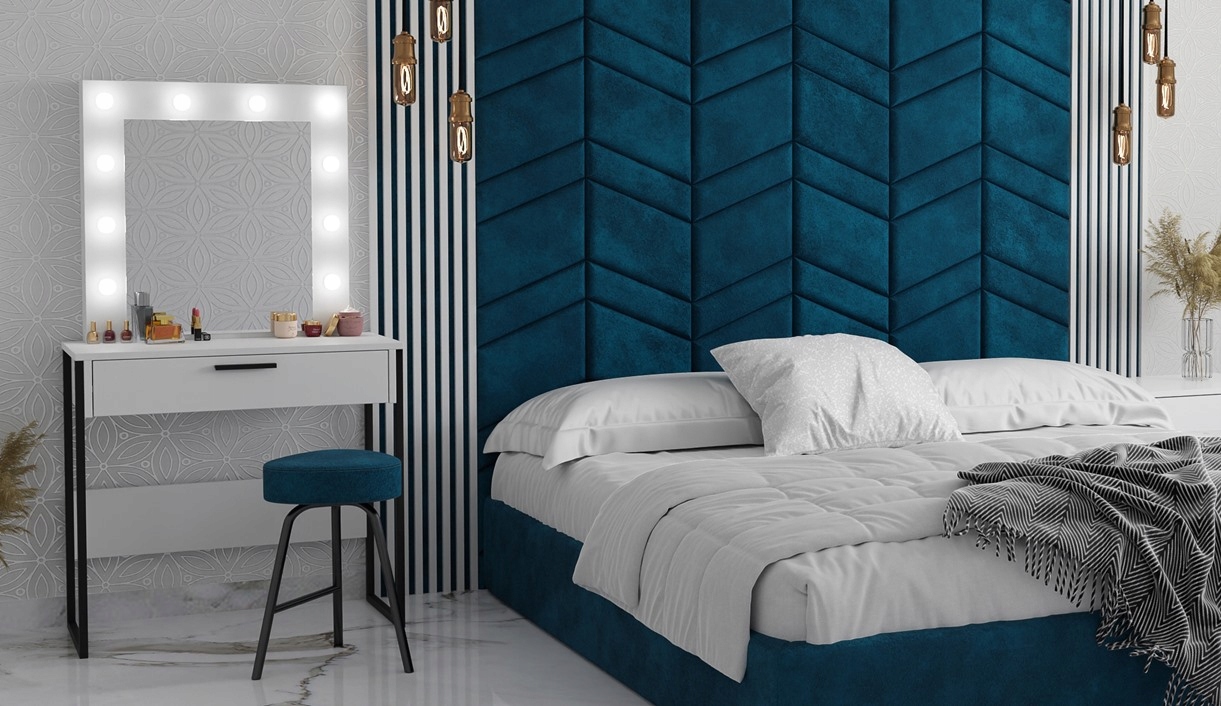 TOALETKA FORESTO Z OŚWIETLENIEM LUSTREM BIAŁA CZARNE NOGU METALOWE Kod producenta 6096329590593