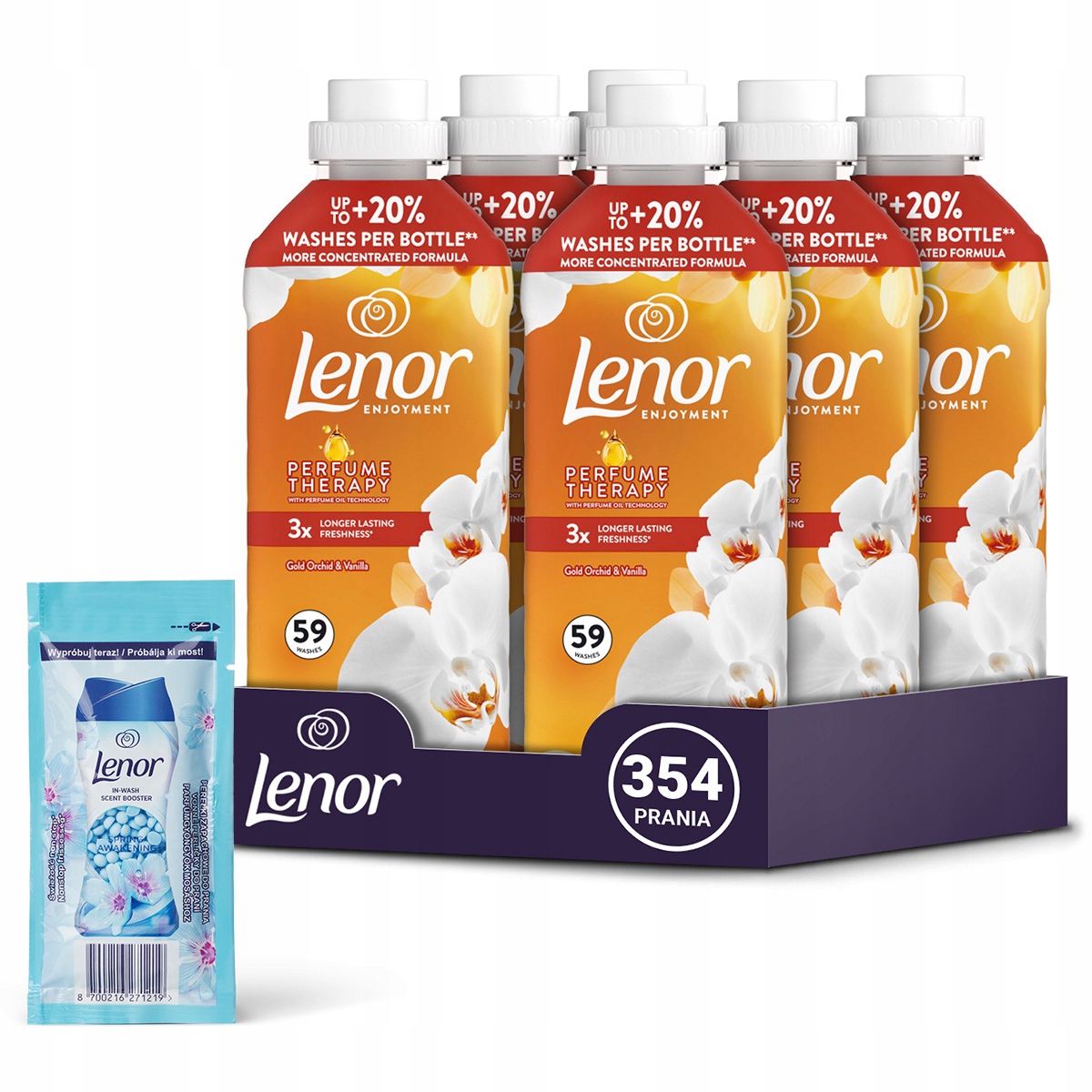 Zestaw Lenor płyn do płukania Orchid & Vanilla 354 prań 6x1,25L