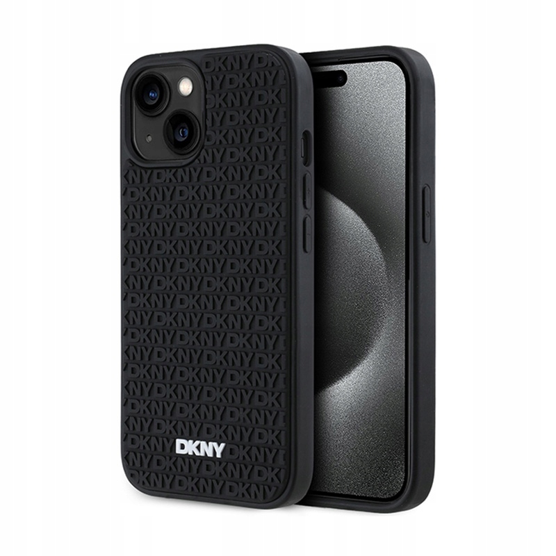 Dkny 3D Rubber Repeat Pattern – Pouzdro pro iPhone 15 Plus (černé)