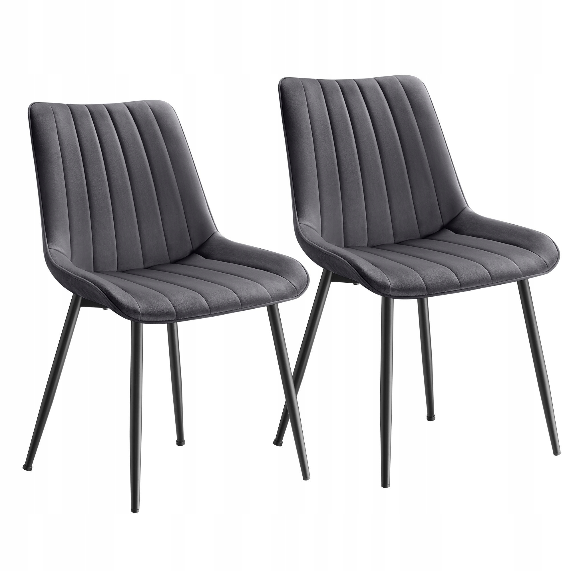 Stoličky čalúnené zamatom do obývačky a jedálne, sada 2 ks, šedo-čierne