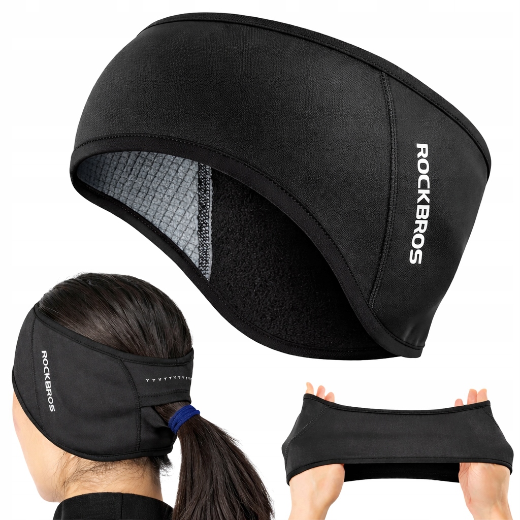 OPASKA NA GŁOWĘ USZY SPORTOWA TERMICZNA DO BIEGANIA NA ROWER NARTY CZARNA