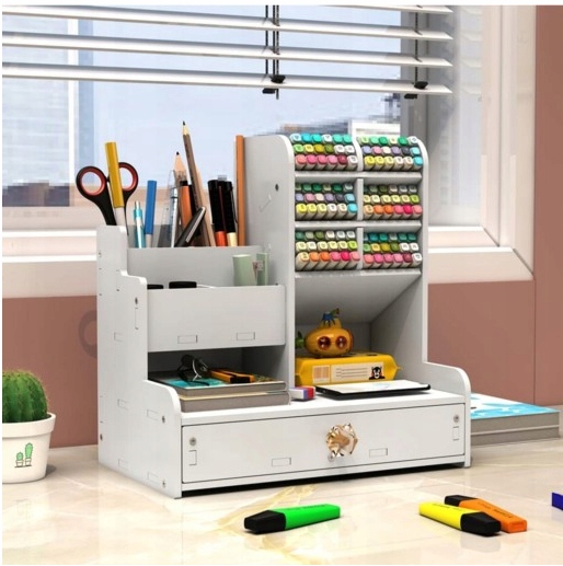 ORGANIZER NA BIURKO SZUFLADY PRZYBORNIK Z SZUFLADĄ PÓŁKA BIURKOWY NA OŁÓWKI Marka bez marki