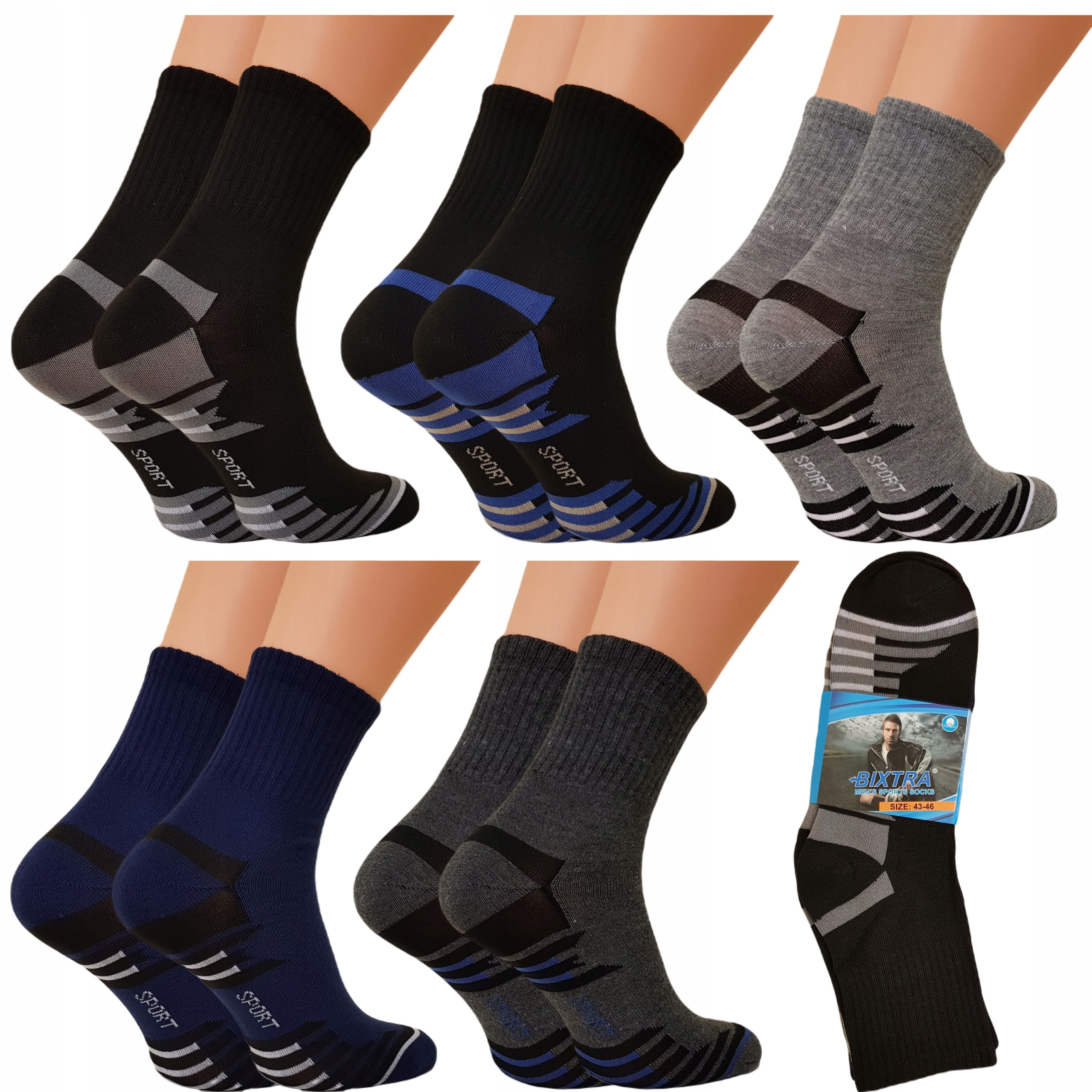 

5 Par Skarpety Męskie Bawełniane Skarpetki 40-46