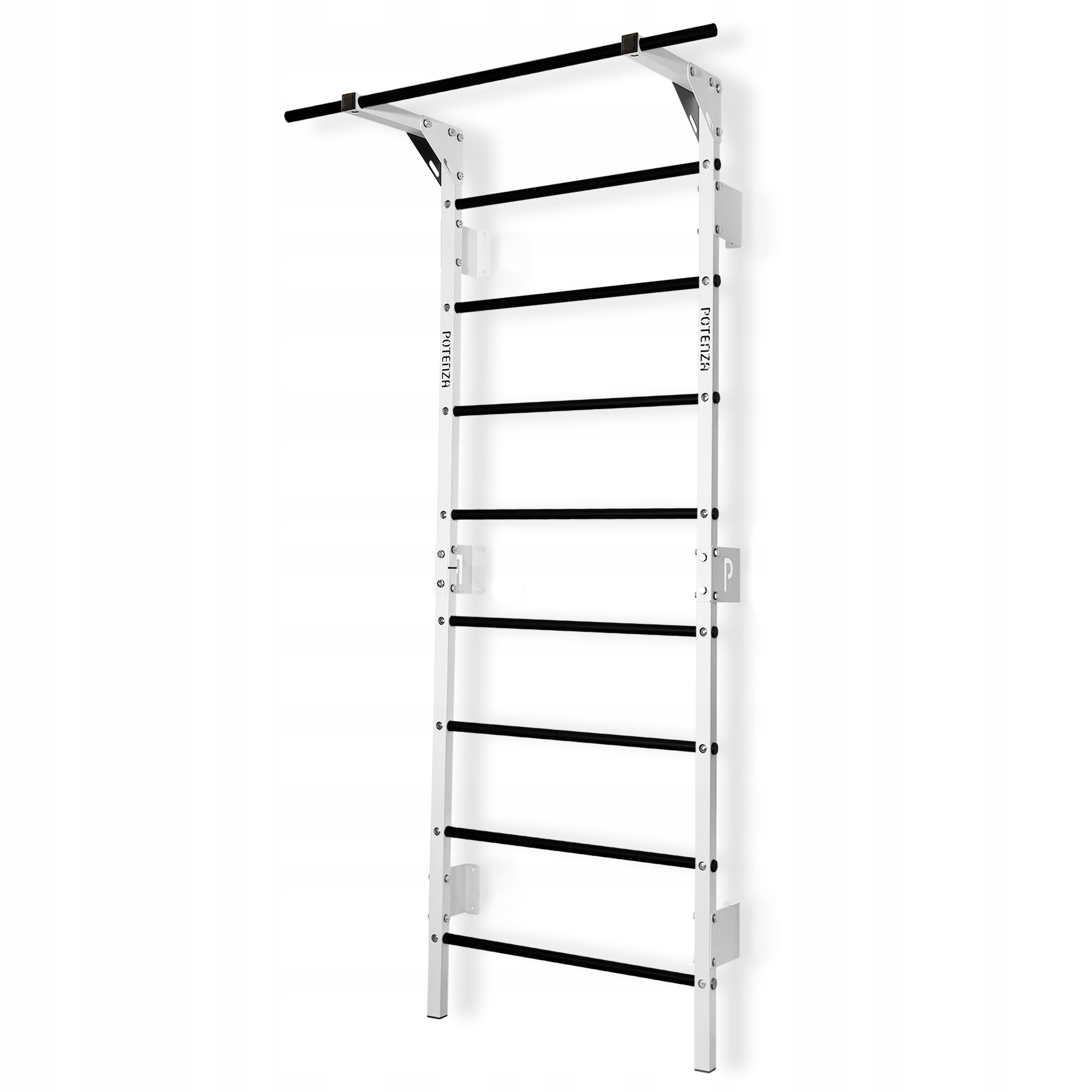 Drabinka gimnastyczna drążek do podciągania stalowa biało-czarna Potenza