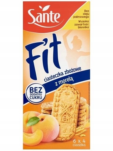 Levně 3x Sante Obilné sušenky s meruňkou bez cukru 300 g Fit Sante