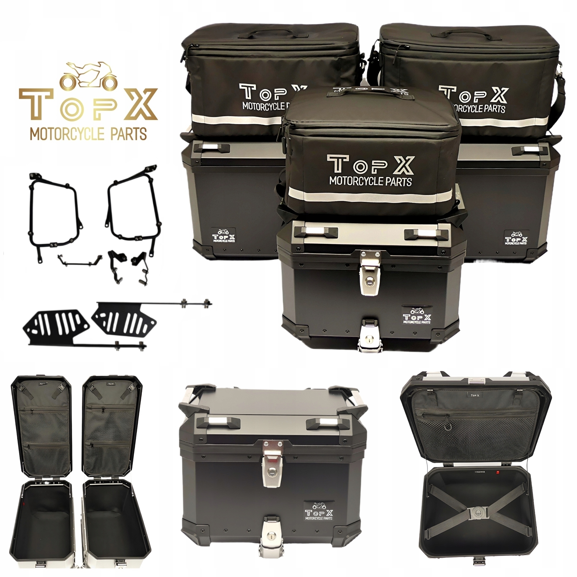 Kawasaki Versys 650 15-21 Sada kufrů Boční rámy Alu Tašky Černá