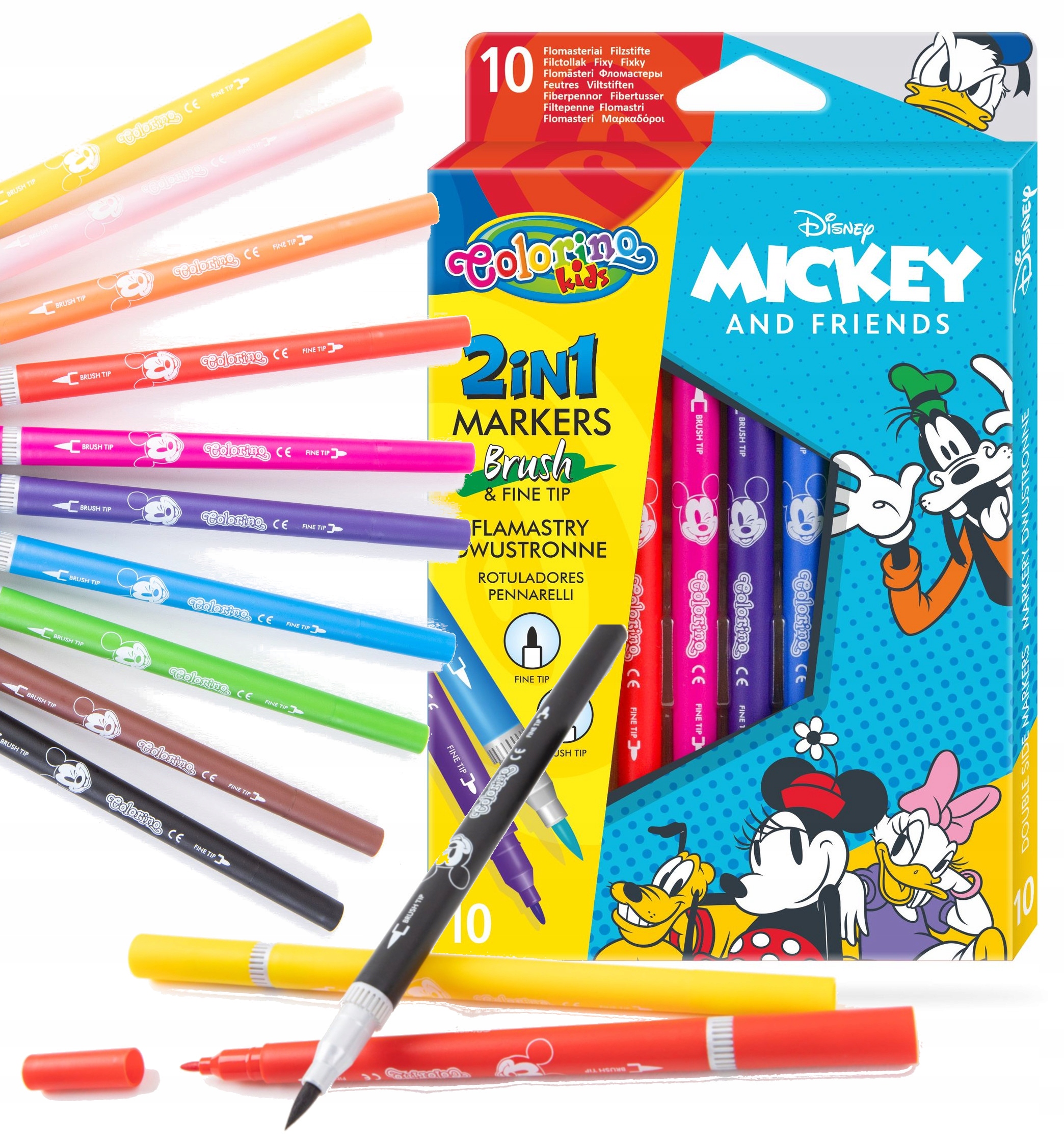 Colorino flamastry dwustronne 10 kol Myszka Miki