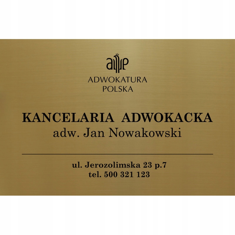 

Tabliczka na drzwi grawer, kan. adwokacka 30x20