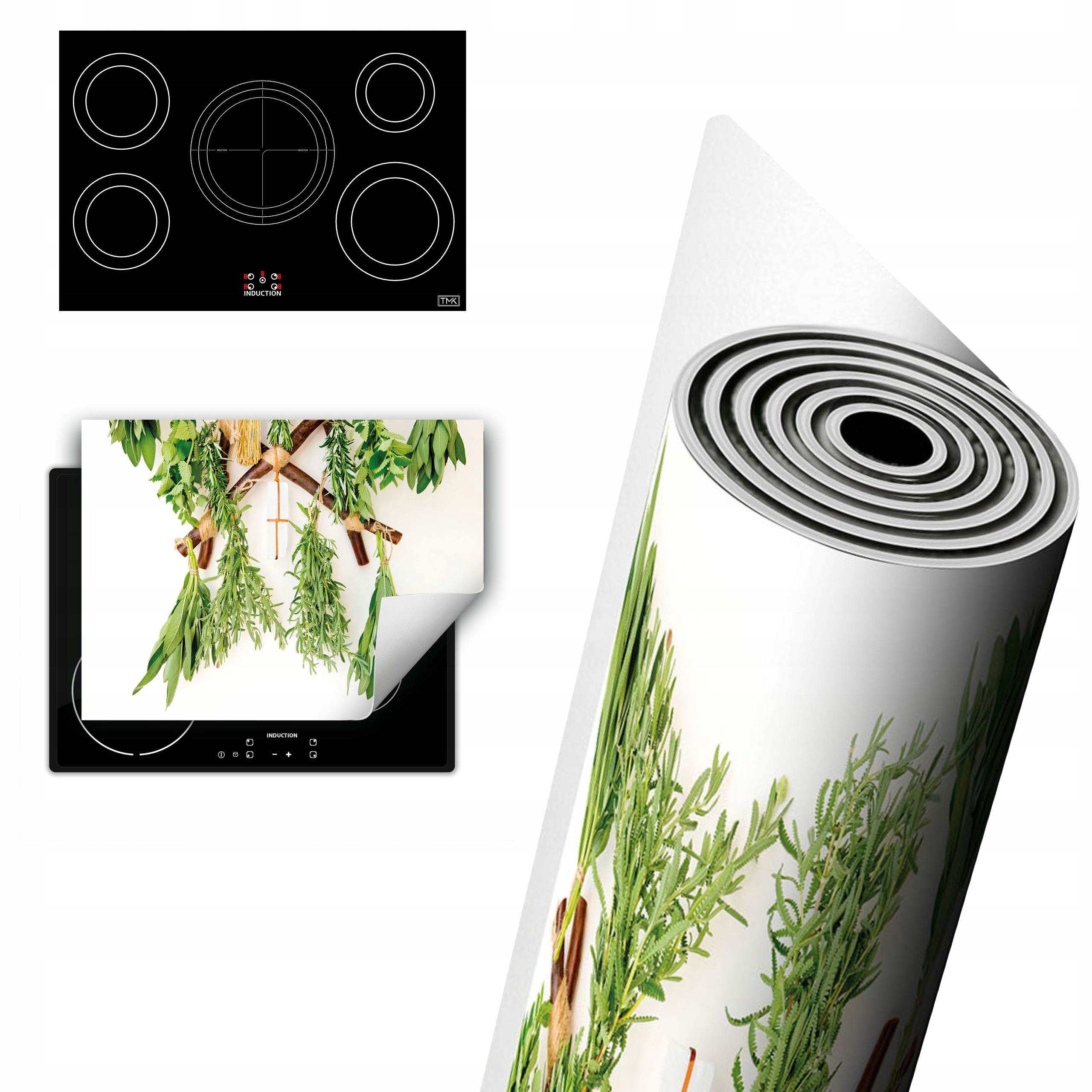 Vinylová Ochrana Na Indukci Desky 80x52 bylinky kuchyně