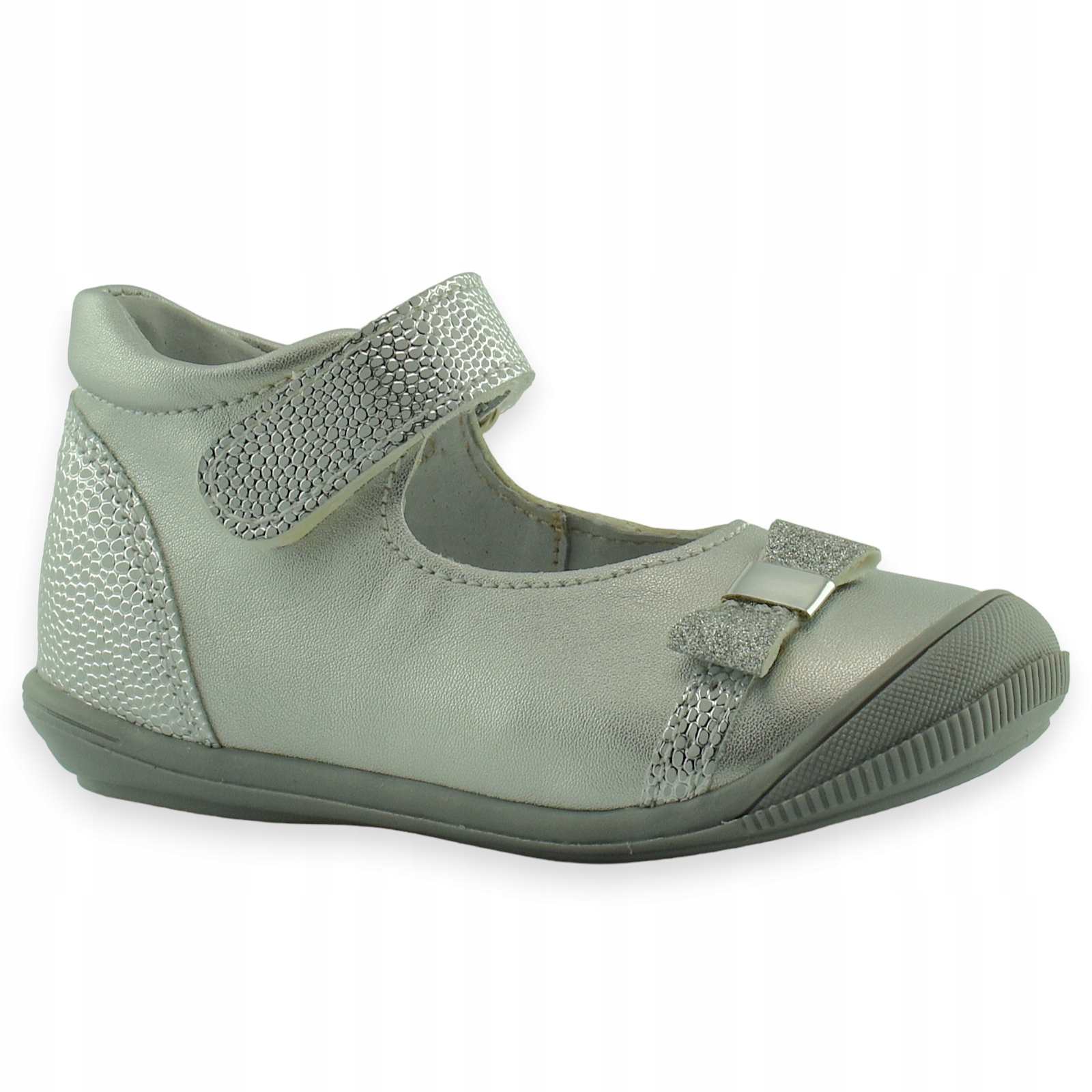 Baleriny dziecięce srebrne Kornecki 06068 rzep 21