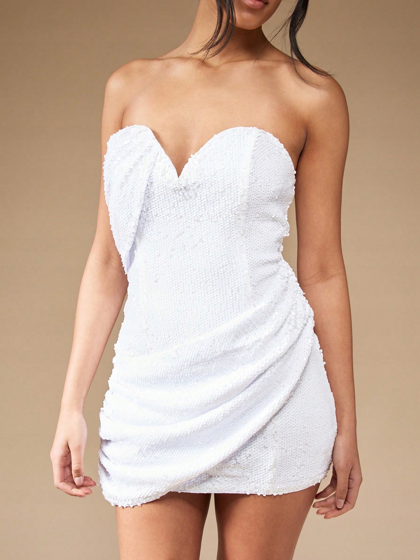 Šaty Asymetrické Nařasené Bílé Šaty Missguided M 38