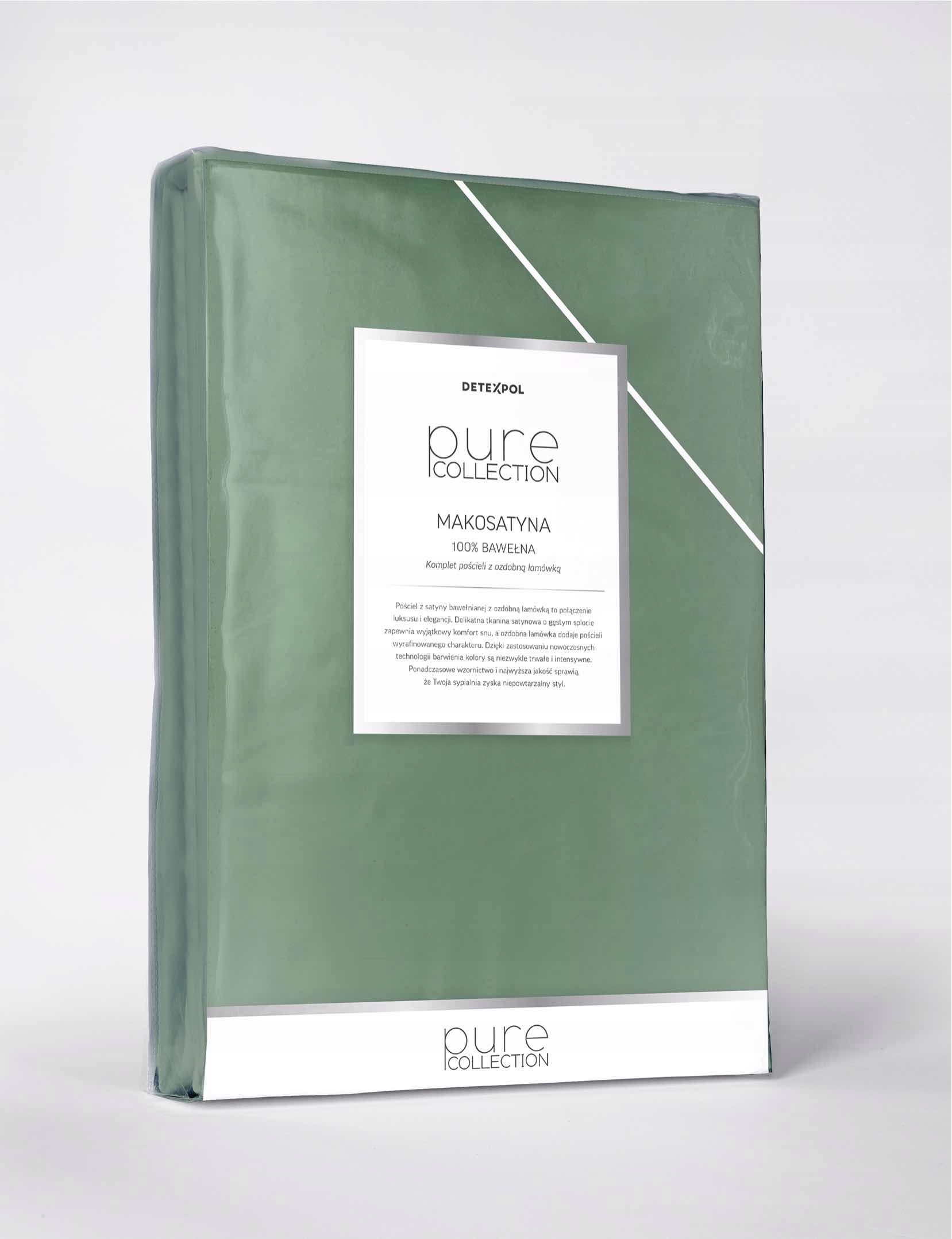 Pościel 200x220 Zielony kolekcja Pure Makosatyna Detexpol