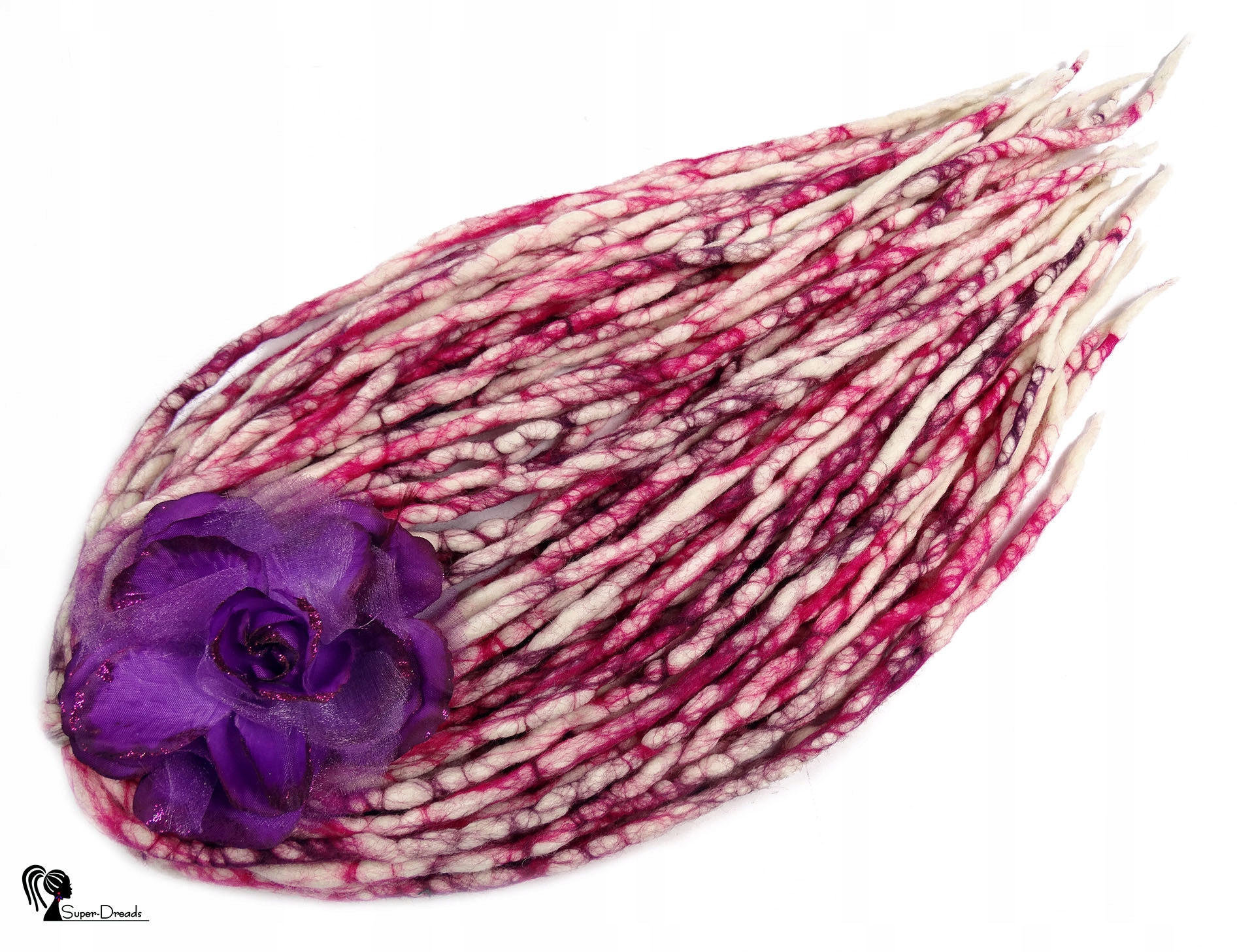 Vlněné pastelky Dredy, bílé růžové, Malinová Zmrzlina, 40 kusů