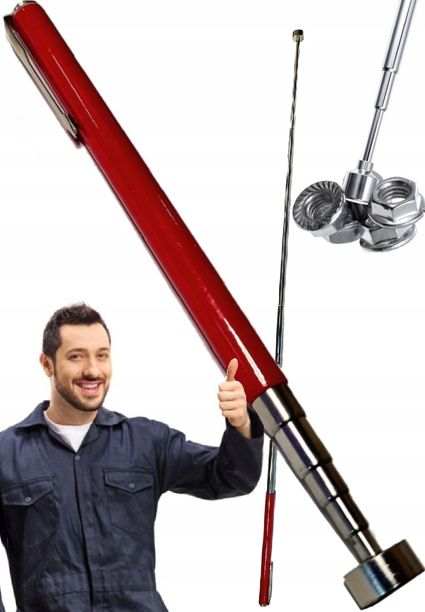 CHWYTAK MAGNETYCZNY TELESKOPOWY DŁUGI MOCNY MAGNES ROZKŁADANY Z KLIPSEM