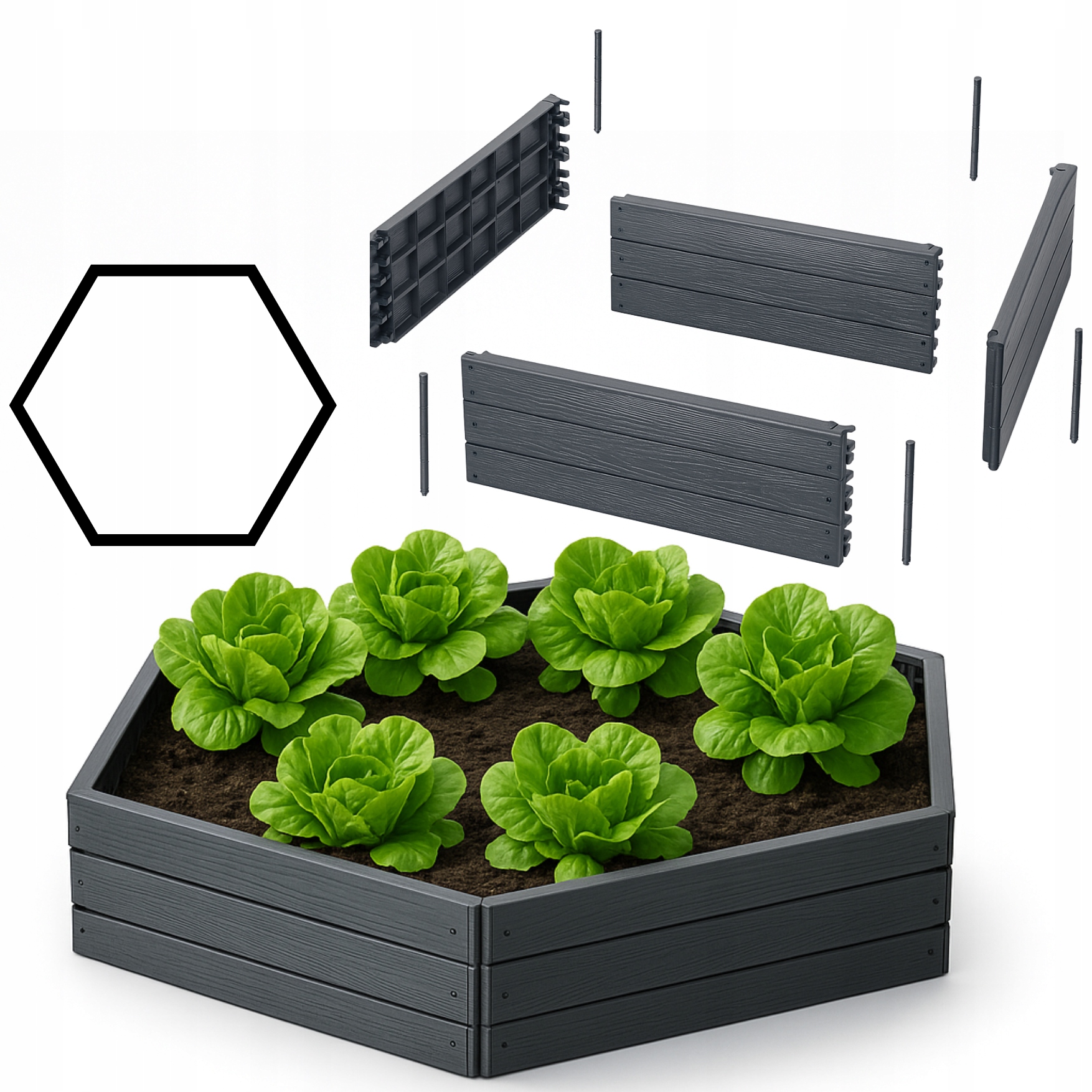 Vyvýšený Zeleninový Záhon Zahradní Truhlík Rabata Antracit 150 x 150 cm