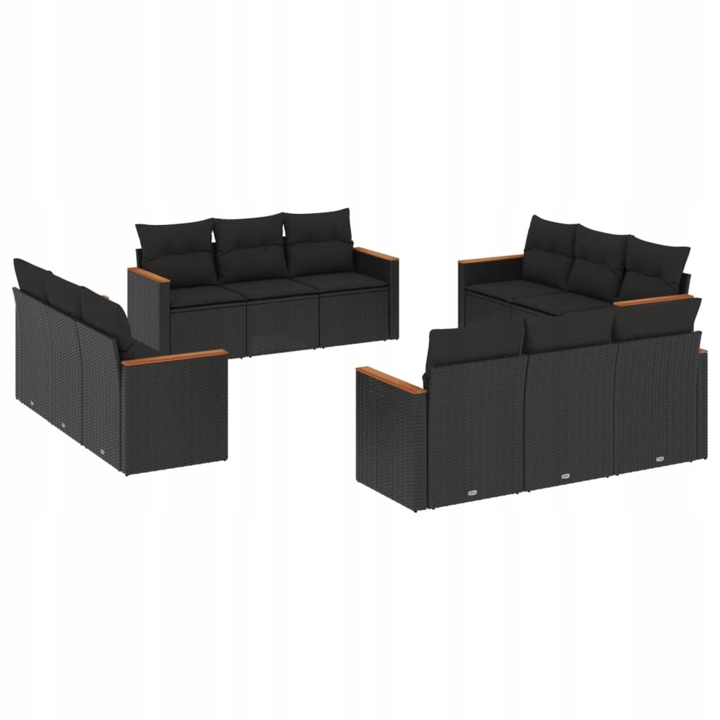 Set zahradního nábytku vidaXL černý 12 el.