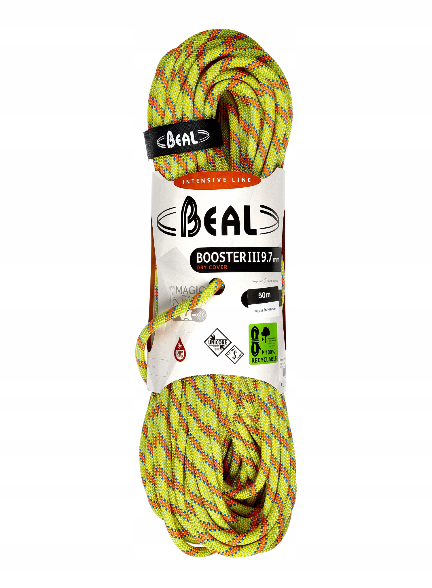 Dynamické lano Beal Booster III 9,7 mm 50 m Unicore Dry Cover anis